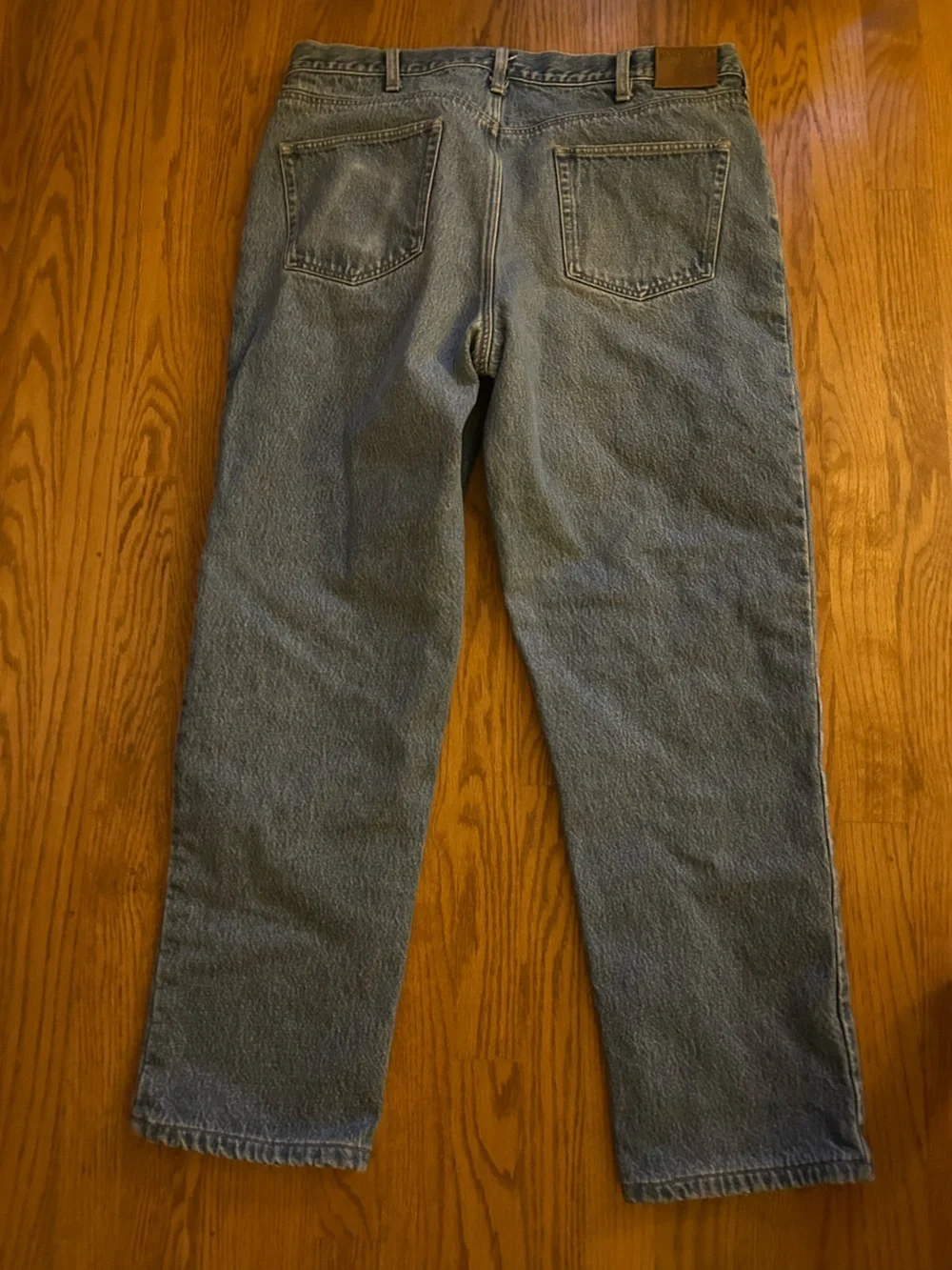 Lands' End Men's Straight Jeans in Light Blue Denim with Flannel Lining